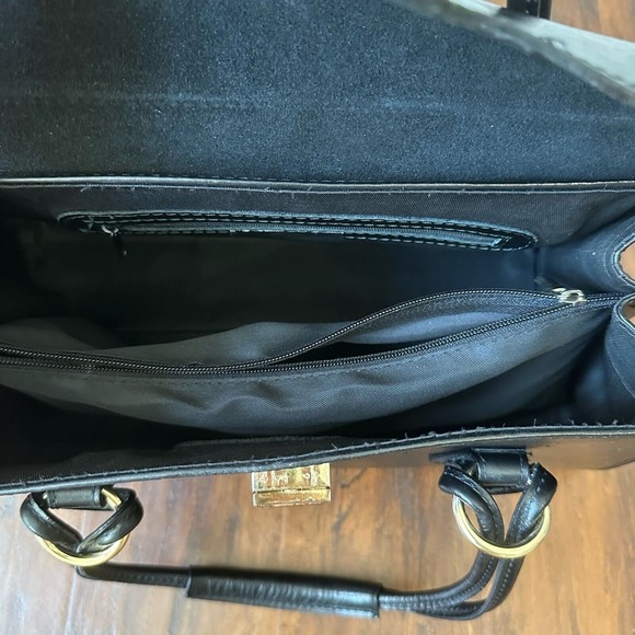 ROBERTA M Italian Leather Satchel Bag in Black (L 15" x W 6.25" x H 9") - Picture 10 of 14